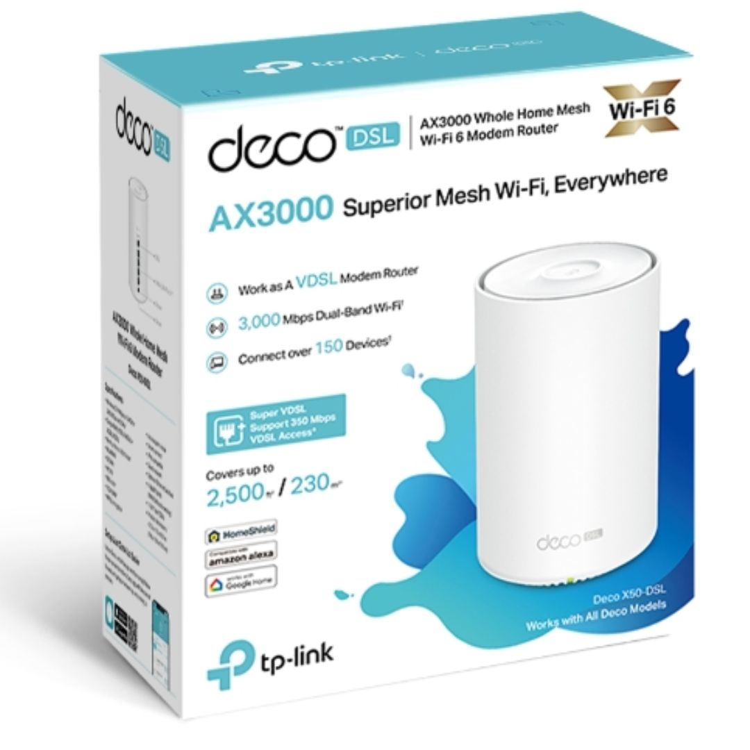 TP-Link Deco X50-DSL 1-pack AX3000 VDSL Whole Home Mesh WiFi 6 Router