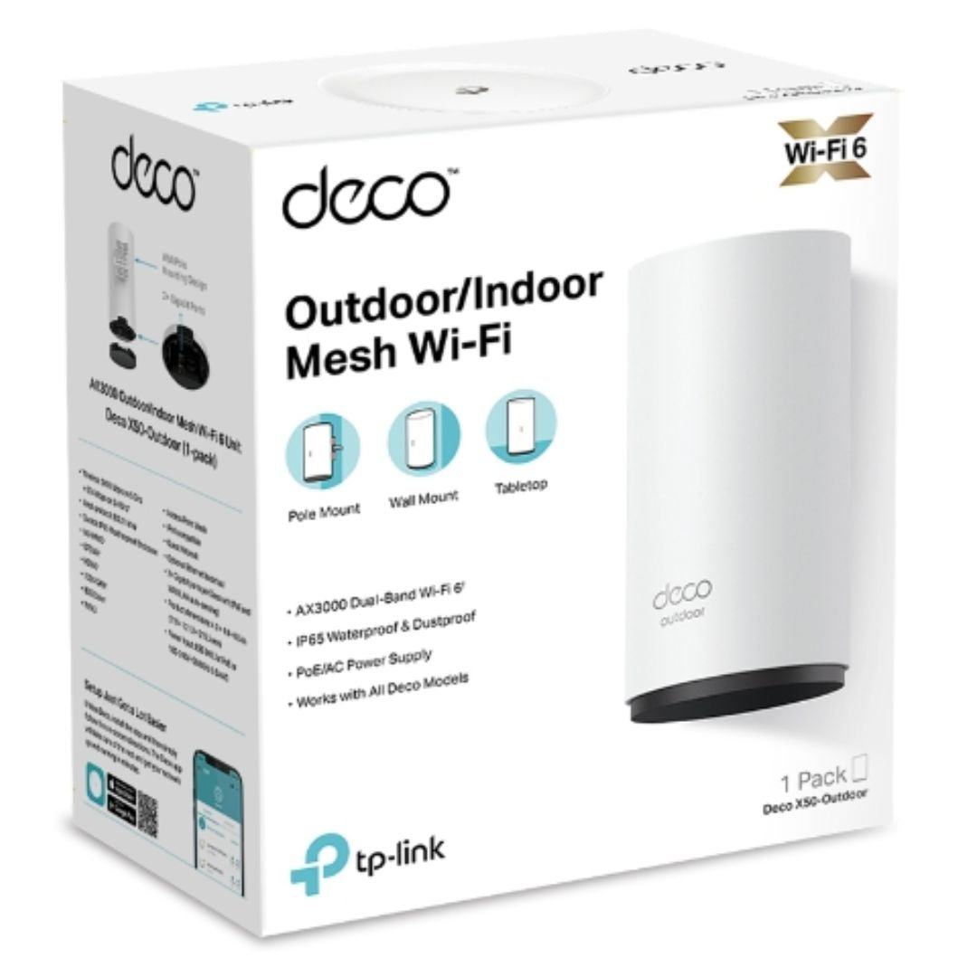 TP-Link Deco X50-Outdoor 1-pack AX3000 Outdoor / Indoor Whole Home Mesh WiFi 6 Unit