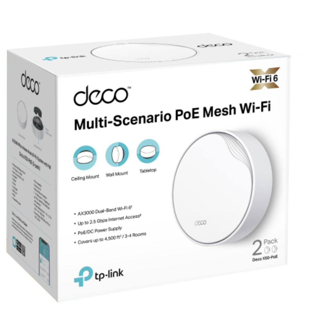 TP-Link Deco X50-PoE 2-pack AX3000 Whole Home Mesh WiFi 6 System with PoE