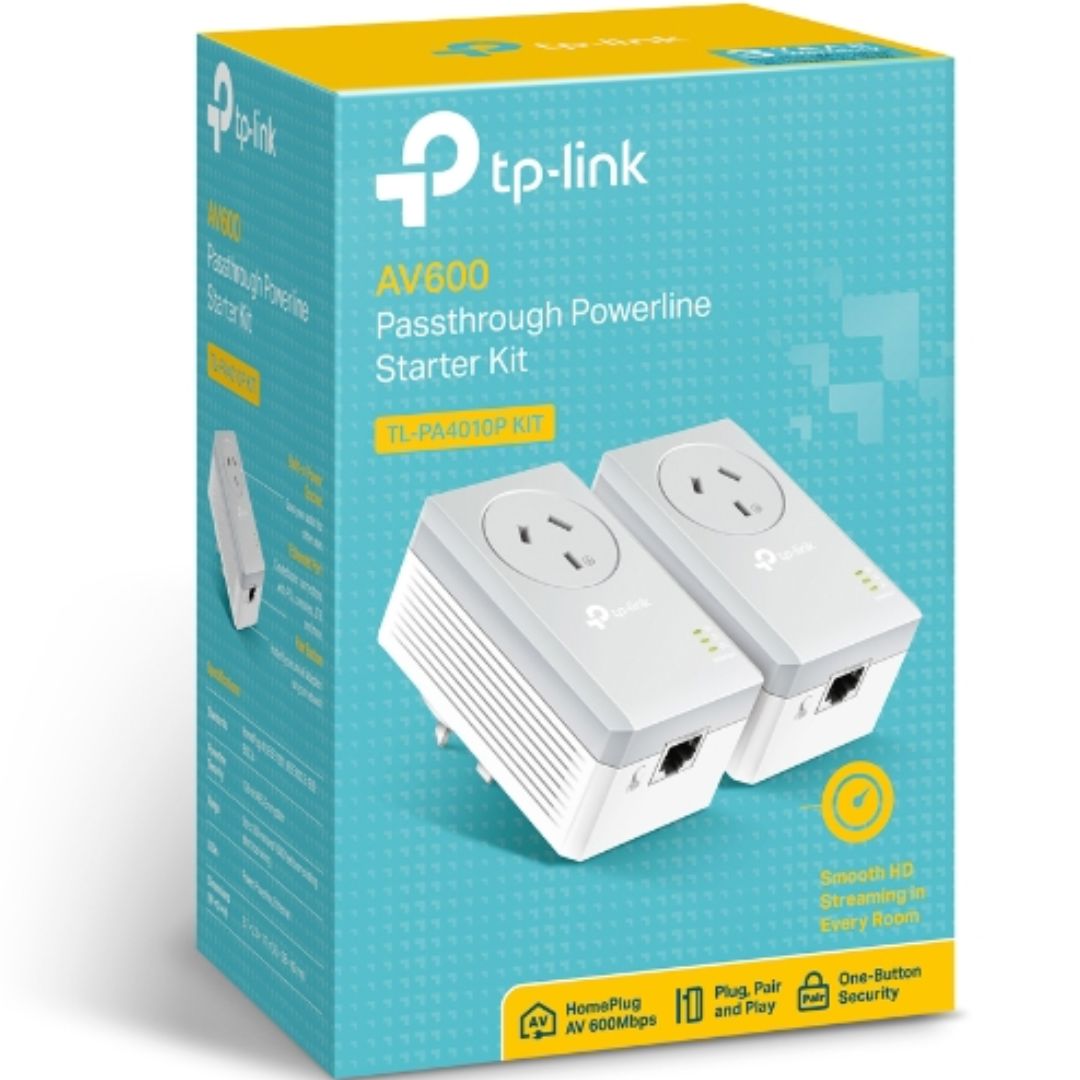 TP-Link TL-PA4010P KIT AV600 Powerline Adapter with AC Pass Through Starter Kit