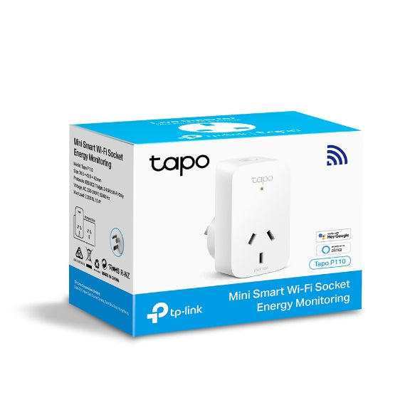 TP-Link Tapo P110 Mini Smart Wi-Fi Socket, Energy Monitoring, Tapo App, Remote Control, Schedule & Timer, Voice Control, Away Mode