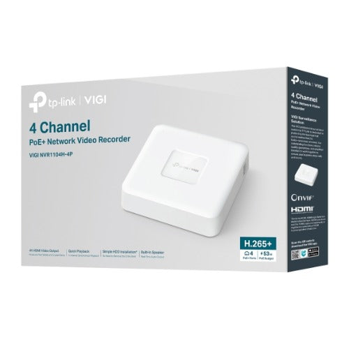 TP-Link VIGI NVR1104H-4P 4 Channel PoE Network Video Recorder VIGI NVR1104H-4P