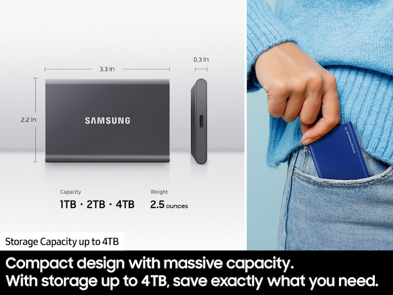 Samsung T7 4TB USB 3.2 Portable SSD - Gray MU-PC4T0T/WW
