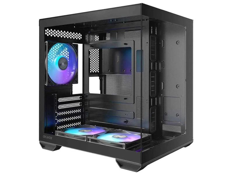Okinos Mirage 4 TG ARGB Mini-Tower mATX Case - Black CAO-M4ARGB-BK