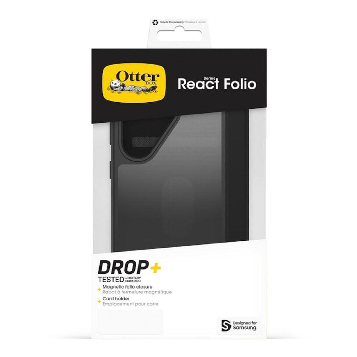 OtterBox React Folio Samsung Galaxy S25 Ultra 5G 6.9' Case Black Crystal Clear/Black