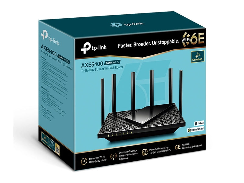TP-Link Archer AXE75 AXE5400 Tri-Band Gigabit Wi-Fi 6E Router