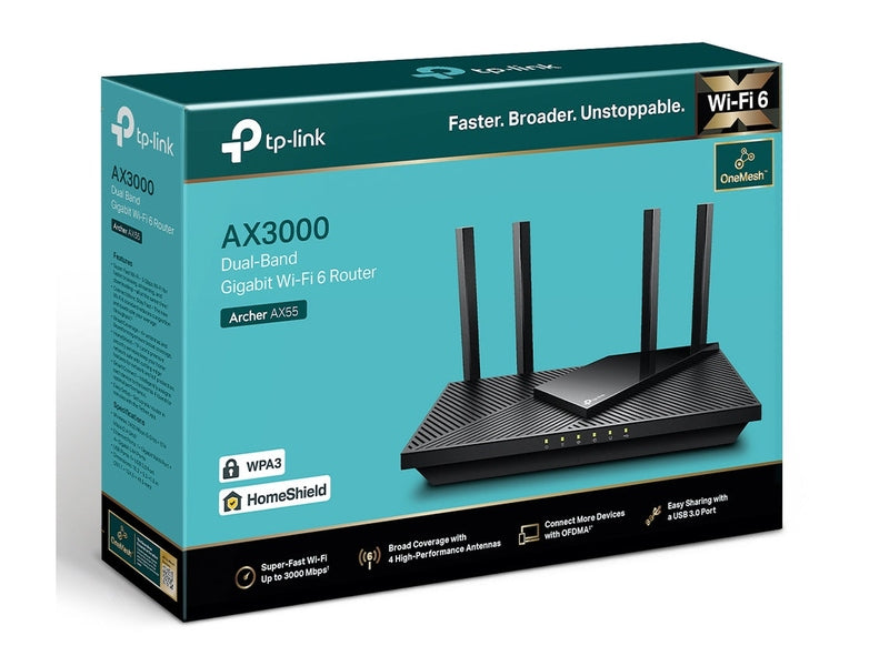 TP-Link Archer AX55 AX3000 Dual Band Gigabit Wi-Fi 6 Router