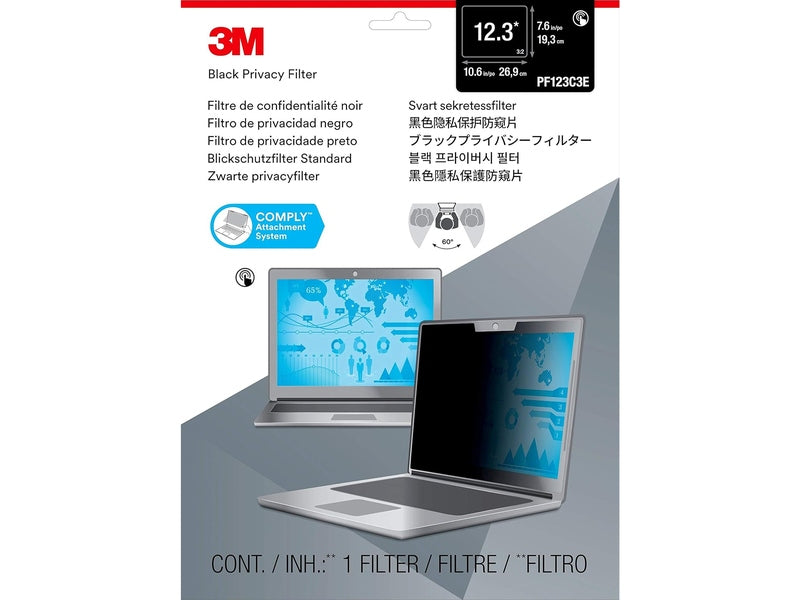 3M Touch Privacy Filter for 12.3" Full Screen Laptop 3:2 with COMPLY Attachment System