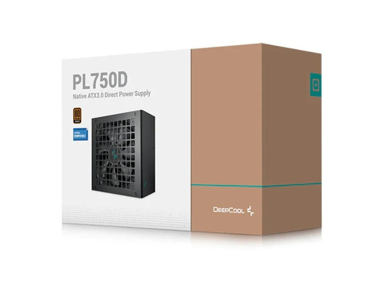 DeepCool PL750D 750W 80+ Bronze Certified Non-Modular ATX Power Supply Direct Cable , 120mm Fan, DC to DC, ATX3.1, 100,000 MTBF, 85% Efficiency