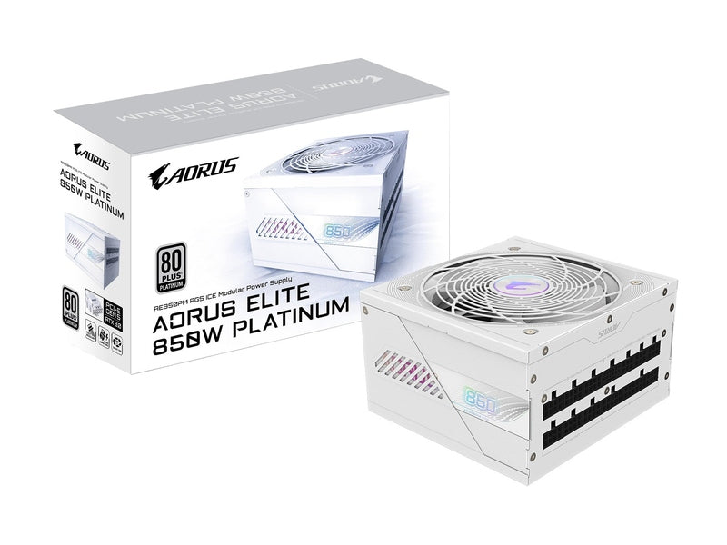 Gigabyte AORUS ELITE 850W 80+ Platinum Modular PCIe 5.1 ATX 3.1 Power Supply - Ice Edition - Rev 2.0 GP-AE850PM PG5 ICE V2