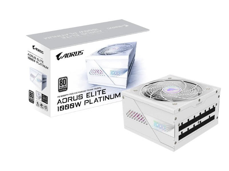 Gigabyte AORUS ELITE 1000W 80+ Platinum PCIe 5.0 ATX 3.1 Fully Modular ATX Power Supply - Ice