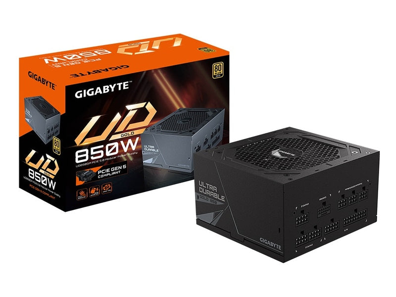 Gigabyte UD850GM PG5 rev. 2.0 850W ATX PSU Power Supply 80 PLUS GOLD Fan Type 120mm Hydraulic Bearing HYB fan >100,000 hours