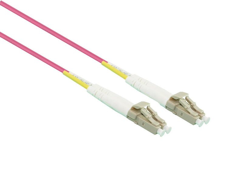 15M LC-LC OM4 50/125 Multimode Duplex Fibre Patch Cable Pink