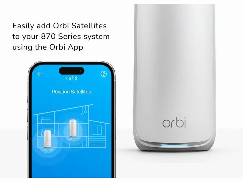 NETGEAR Orbi RBE870-100APS Wi-Fi 7 Add on Satellite System, 1 Pack