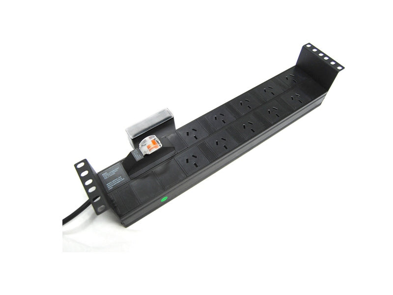 PowerShield RPR-10HMCB Unmanaged Power Distribution Units, 10A Plug, 10 x 10A Outlet, 3pin, Horizontal Power Rail, 482.60 x 95 x 90mm, 2 Year Warranty