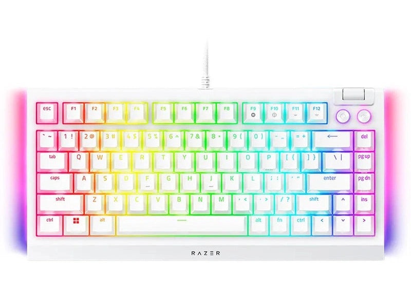 Razer Blackwidow V4 75% White Mechanical Gaming Keyboard - Orange Switch
