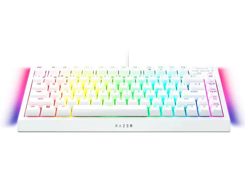 Razer Blackwidow V4 75% White Mechanical Gaming Keyboard - Orange Switch