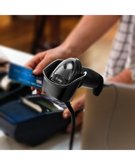 Zebra DS2208 Black Standard Range 1D/2D Handheld Corded Barcode Scanner Kit – Scanner, Shielded USB Cable & Stand Included