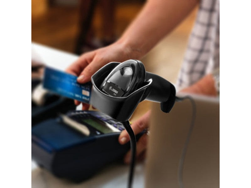 Zebra DS2208 Black Standard Range 1D/2D Handheld Corded Barcode Scanner Kit – Scanner, Shielded USB Cable & Stand Included