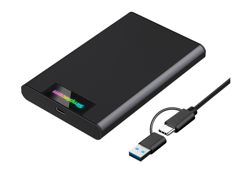Simplecom SE239 Tool-free 2.5" SATA HDD SSD to USB-C Enclosure with RGB Lights