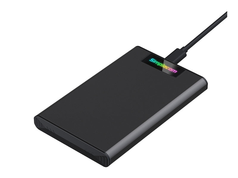 Simplecom SE239 Tool-free 2.5" SATA HDD SSD to USB-C Enclosure with RGB Lights