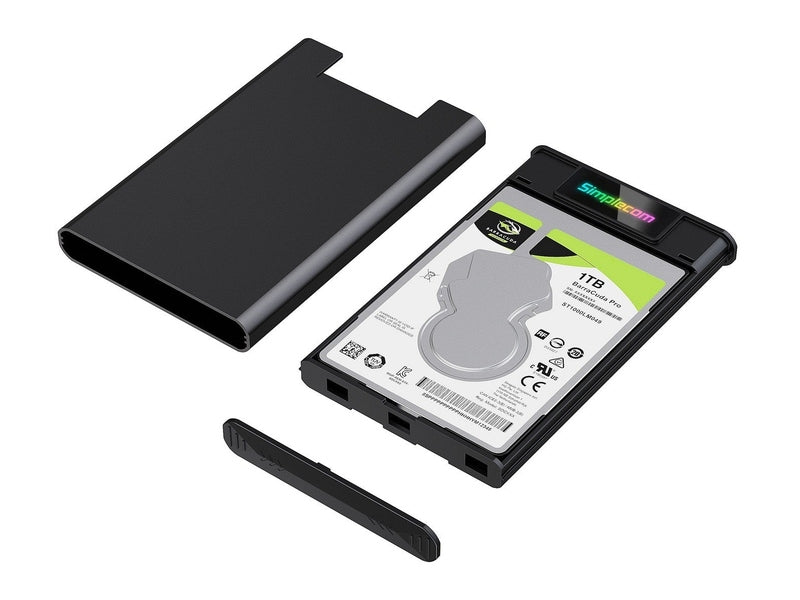 Simplecom SE239 Tool-free 2.5" SATA HDD SSD to USB-C Enclosure with RGB Lights