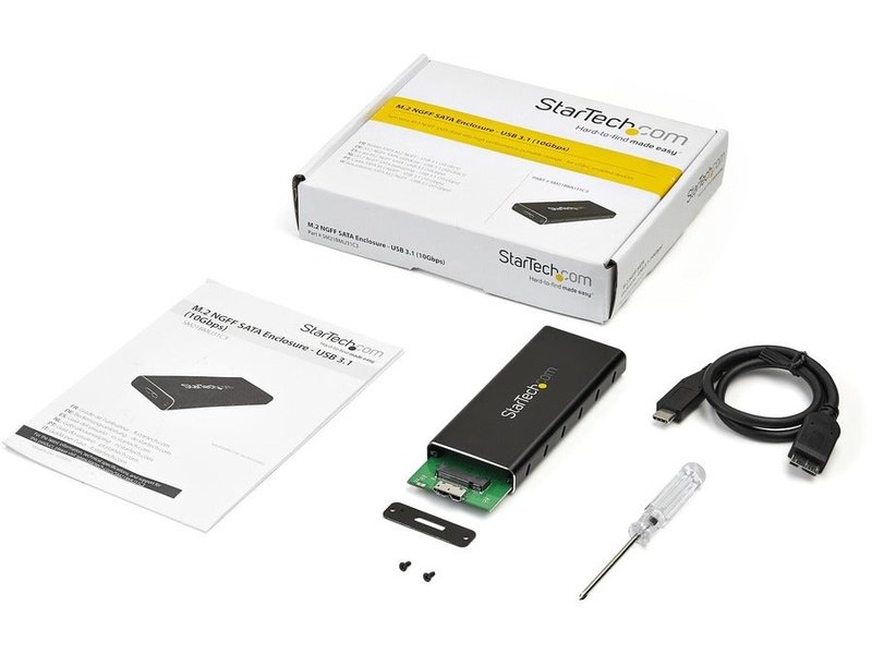StarTech M.2 SSD Enclosure For M.2 SATA SSD USB 3.1 USB-C To Micro-B Cable