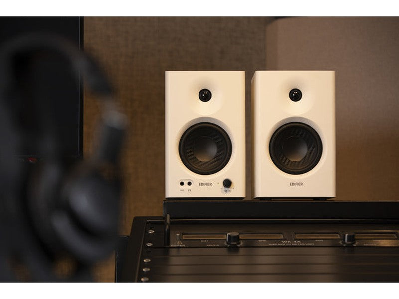 Edifier MR4 Studio Monitor - Smooth Frequency Wooden RCA TRS AUX Speaker - White