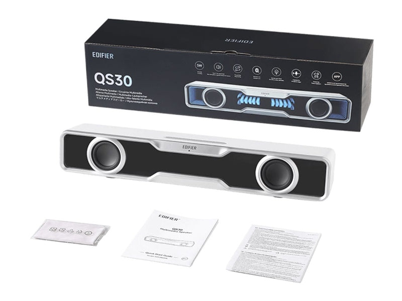Edifier QS30 White GTM Deck Version 03 Computer / Tabletop Bluetooth Speaker 2.5W*2 RMS total output power Dual 2' 52mm full-range drivers