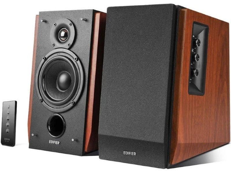 Edifier R1700BT Bluetooth Lifestyle Bookshelf Studio Speakers Brown - BT/Dual 3.5mm AUX/Limited Distortion DSP/DRC/Classic Wood Finish