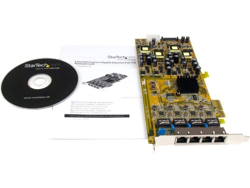 StarTech Gigabit Ethernet Card For Computer 10/100/1000Base-T Plug-in Card PCI Express x4 4 Port