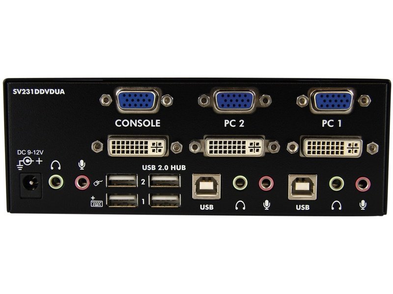 StarTech 2 Port KVM Switch DVI And VGA w/ Audio And USB 2.0 Hub