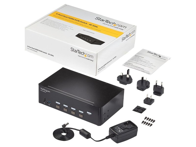 StarTech 4-Port Dual Monitor HDMI KVM Switch With Audio & USB 3.0 Hub