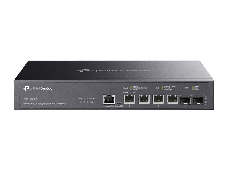 TP-Link SX3206HPP Omada 6-Port Managed L2+ Switch PoE++ 4 SFP+ 2