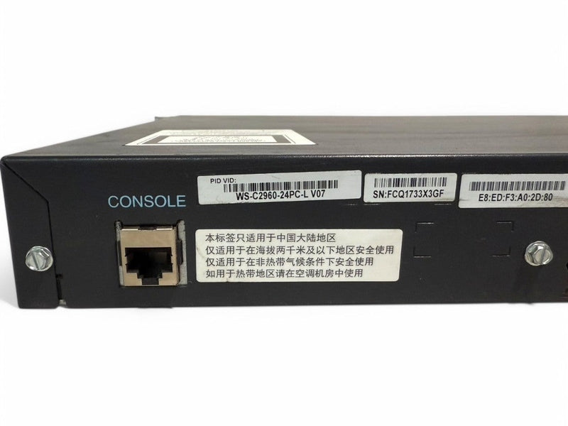 **Used** Cisco WS-C2960-24PC-L V07 PoE Switch /w 2 SFP or 1000BASE-T