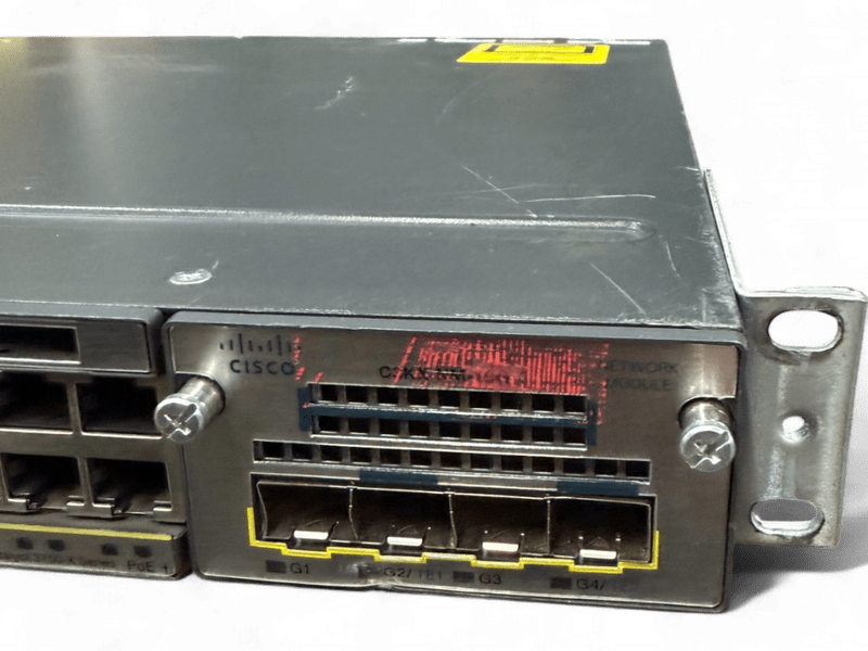 **Used** Cisco WS-C3750X-24P-L V02 24-Port PoE+ Switch w/ 10GbE SFP+Module, Dual PSU