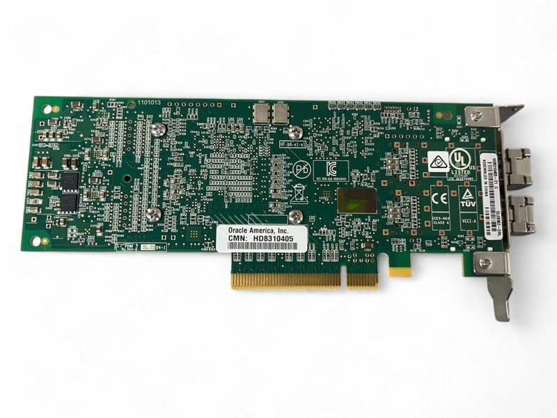 Oracle QLE8362-ORL Dual Port 16GB SFP Host Bus Adapter PCIe Low Profile with 2x FTLF8529PBCV-QL 16G 850nm GBICs, 7023303 *used
