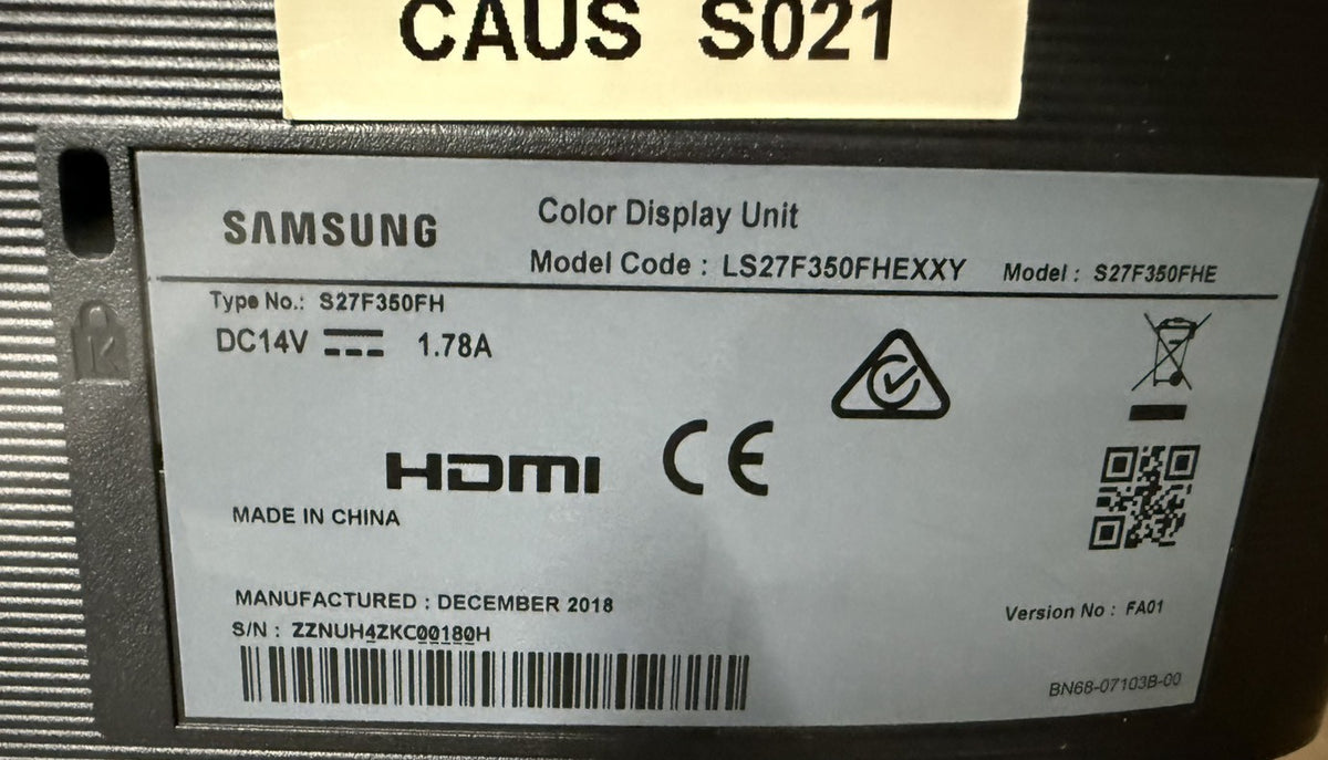 Samsung S27F350FHE 27" Full HD FreeSync Monitor *used LS27F350FHEXXY