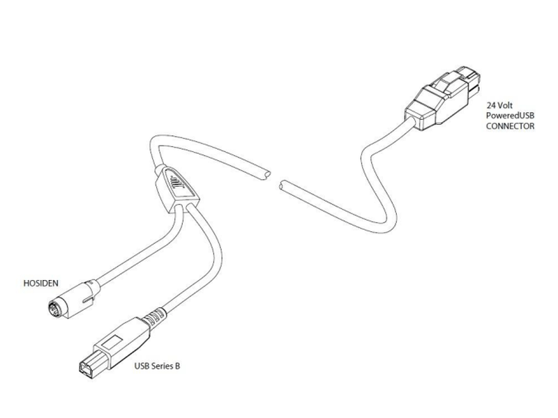 Printer Cable 24V Powered USB To Hosiden & USB B 1.8M BLACK