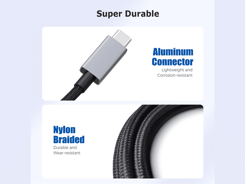 1M USB 5 Type C to C Fast Charging Data Transfer Cable for Macbook PC Mobile Storage