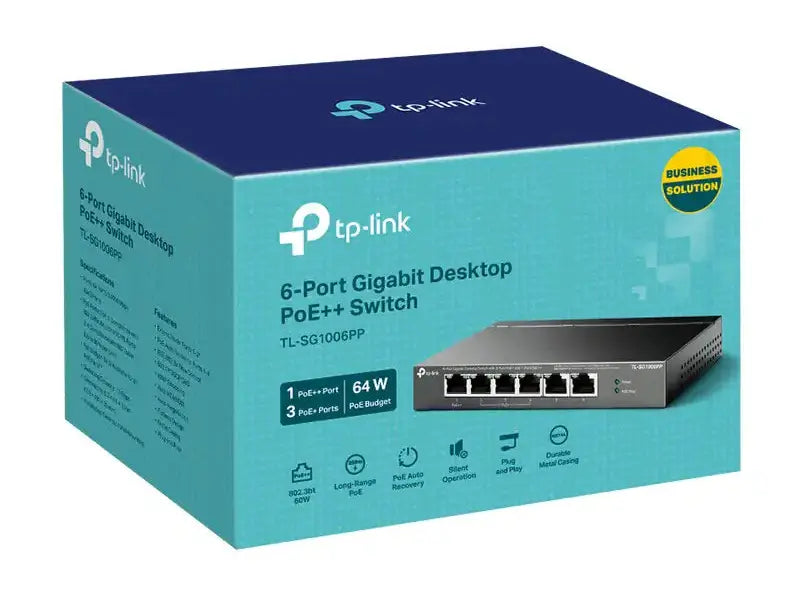 TP-Link TL-SG1006PP 6-Port Gigabit Desktop Switch with 3-Port PoE+ and 1-Port PoE++