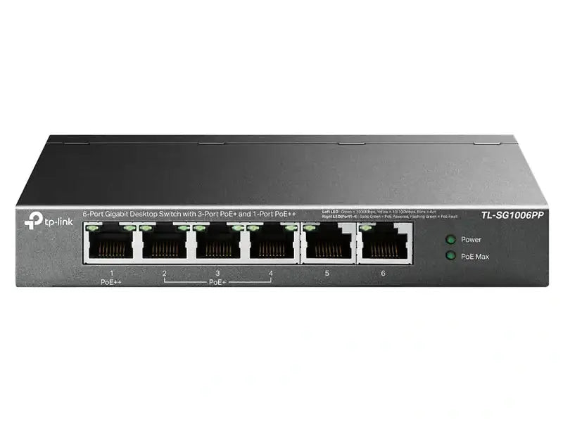 TP-Link TL-SG1006PP 6-Port Gigabit Desktop Switch with 3-Port PoE+ and 1-Port PoE++