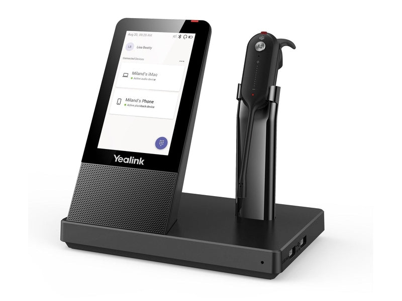 Yealink DECT Wireless WH67 MS Convertible Headset, 4" Touch Screen Base, Speakerphone
