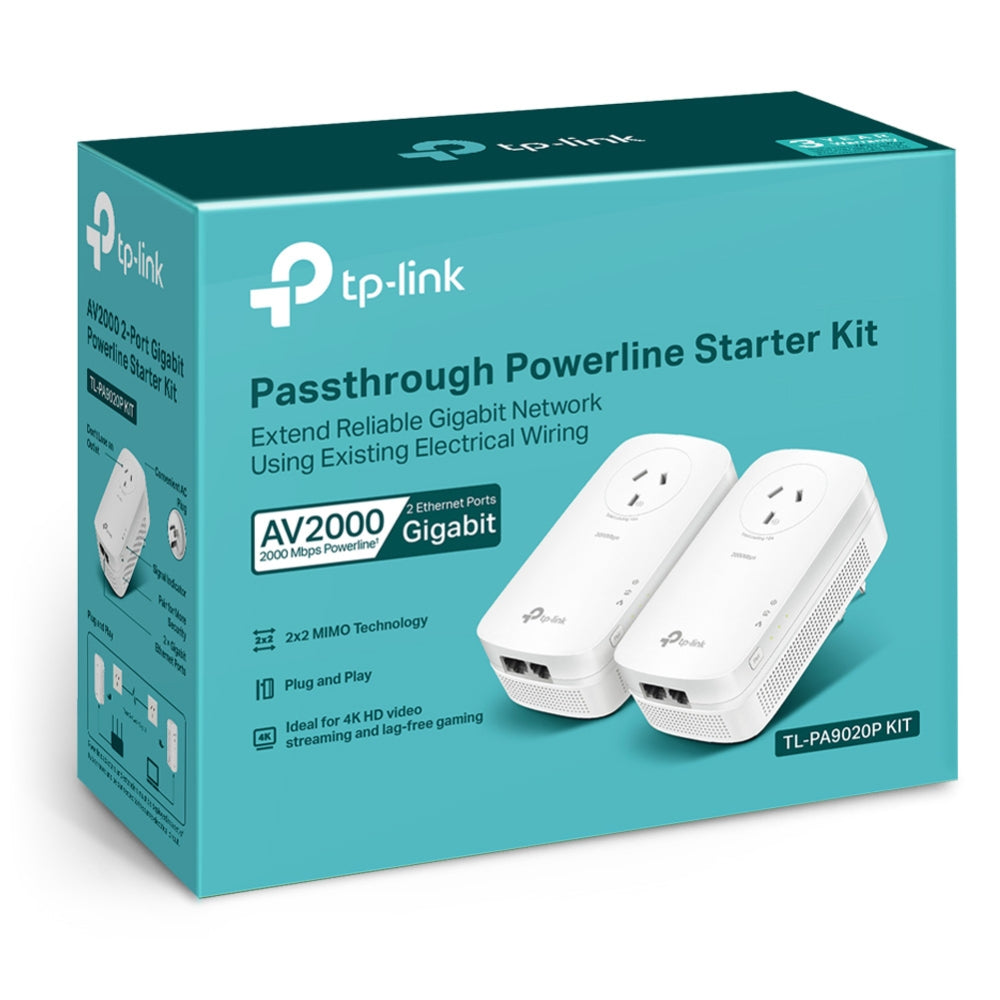 TP-Link TL-PA9020P KIT AV2000 2-Port Gigabit Passthrough Powerline Starter Kit