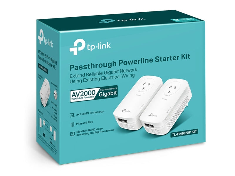 TP-Link TL-PA9020P KIT AV2000 2-Port Gigabit Passthrough Powerline Starter Kit