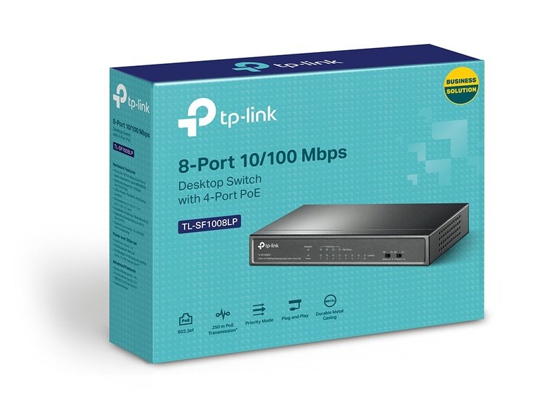 TP-Link TL-SF1008LP 4-Port PoE 41W 10/100Mbps Desktop Switch with 4-Port RJ45