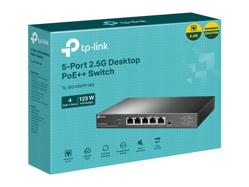 TP-Link TL-SG105PP-M2 5-Port 2.5G Desktop Switch with 4-Port PoE++