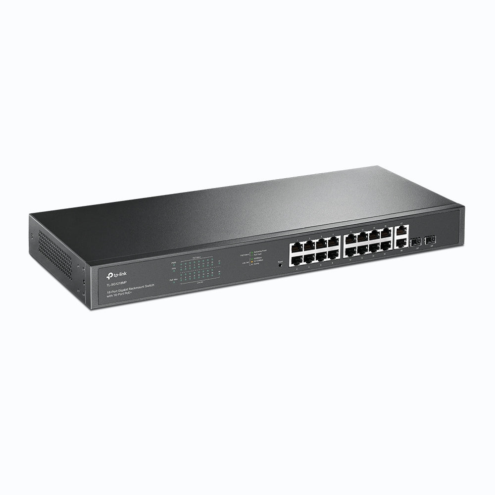 TP-Link TL-SG1218MP 16-Port PoE+ 250W Gigabit Rackmount Switch with 2 SFP Slots