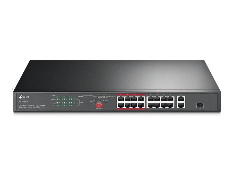 TP-Link TL-SL1218P 16-Port 10/100 Mbps + 2-Port Gigabit Rackmount Switch with 16-Port PoE+