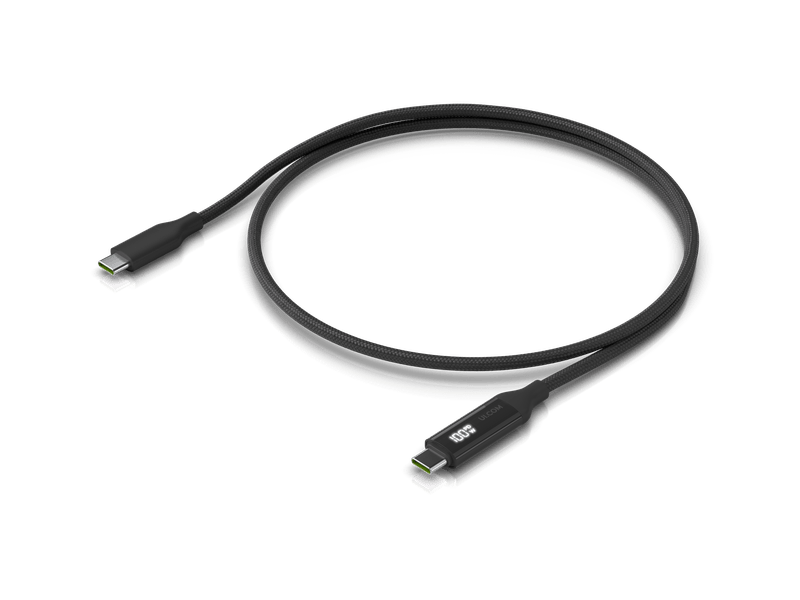Ubiquiti USB-C Cable with Charge Display 1M, Black, Braided Power & Data Cable With A Double-sided Charge Display,100W Max Power Output